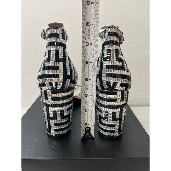 INC Women's Lexini 62 Maze Silver/Black Open Toe Block Heel Rhinestone Sz 8M - Picture 4 of 7